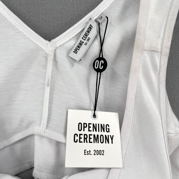 OPENING CEREMONY Dress Womens Small White Black Sleeve Plaid Ruffle Skater NWT - Picture 8 of 16